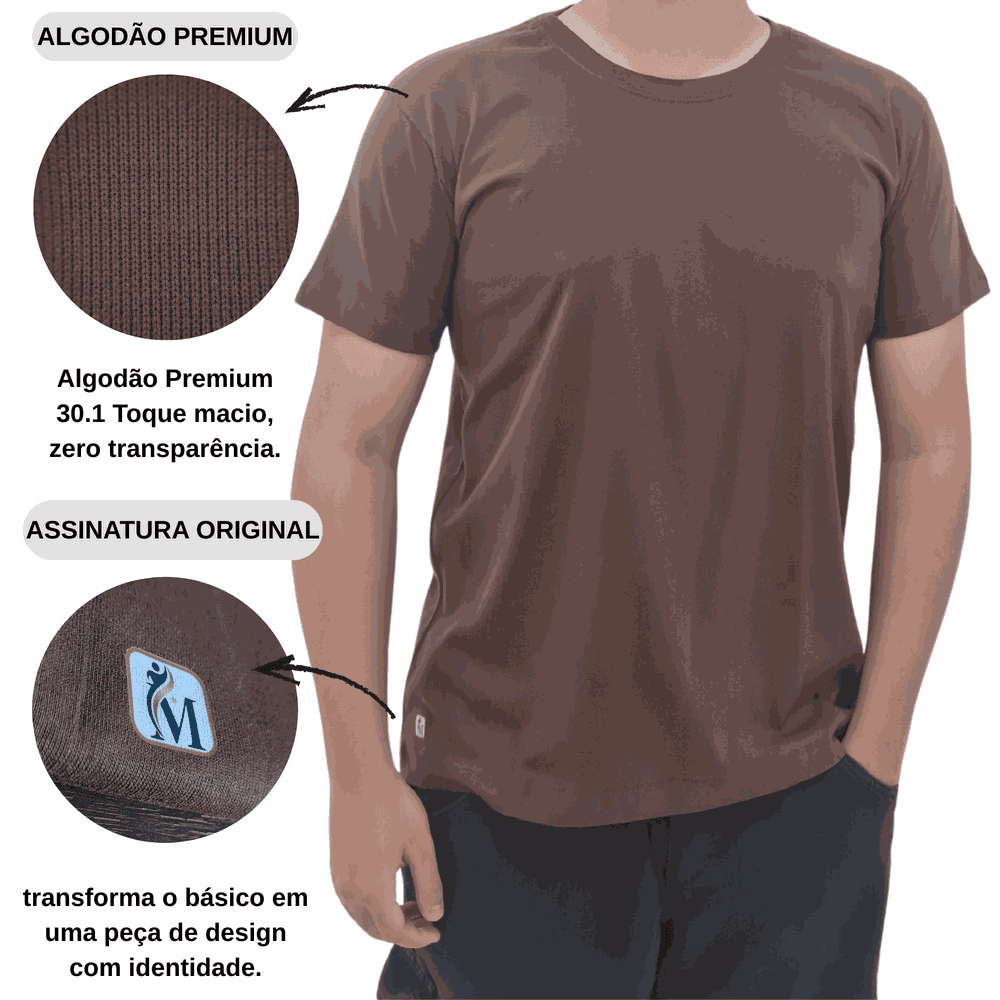 Camiseta Café Lisa Unissex - 100% algodão - 110610... - MUNDO IMPAR