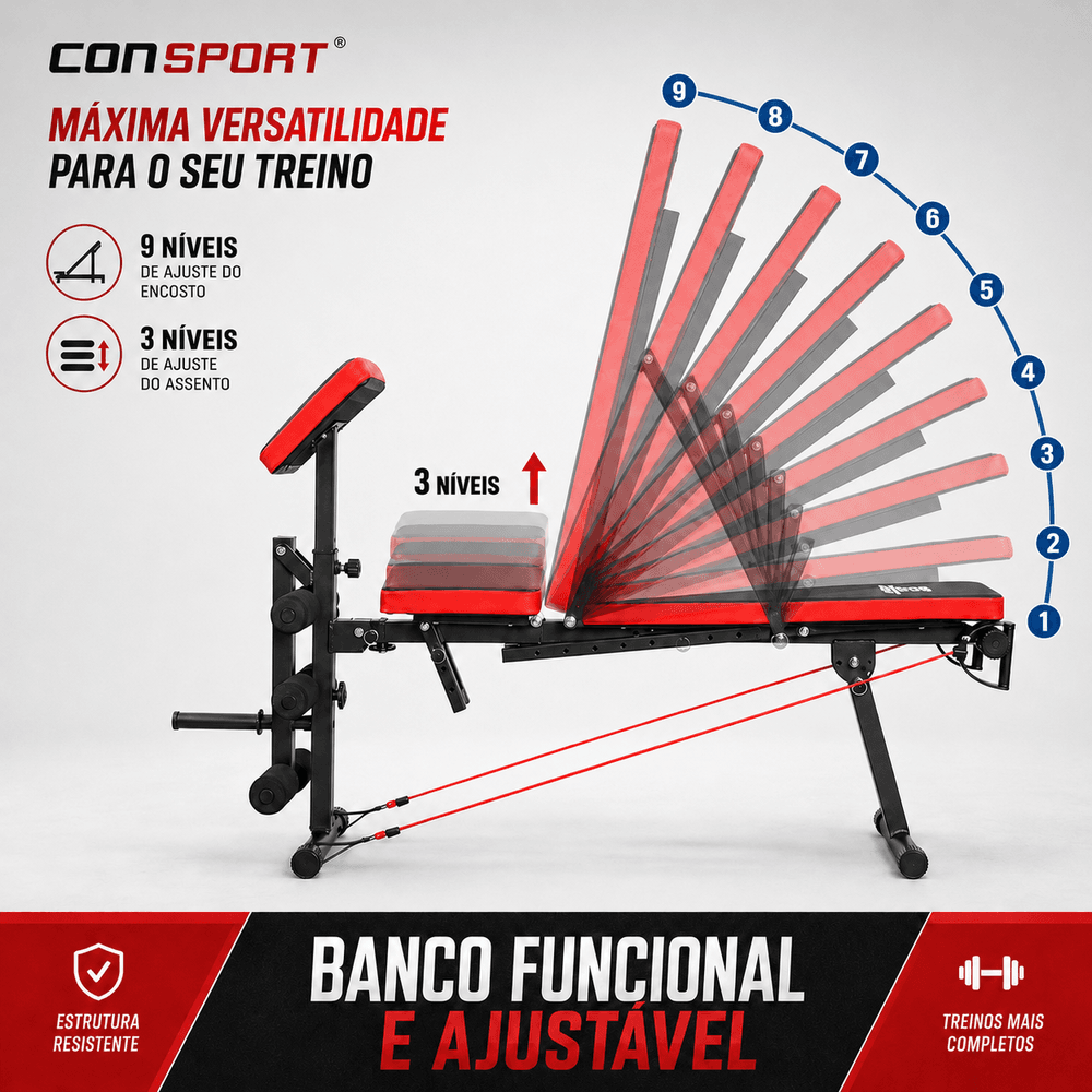 Banco Banqueta De Exercícios Supino Livre Regulável Musculação 40x1 | Consport