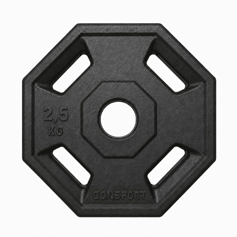 8 Anilhas 2,5kg Consport Revestida em ABS Peso Academia Treino Musculação