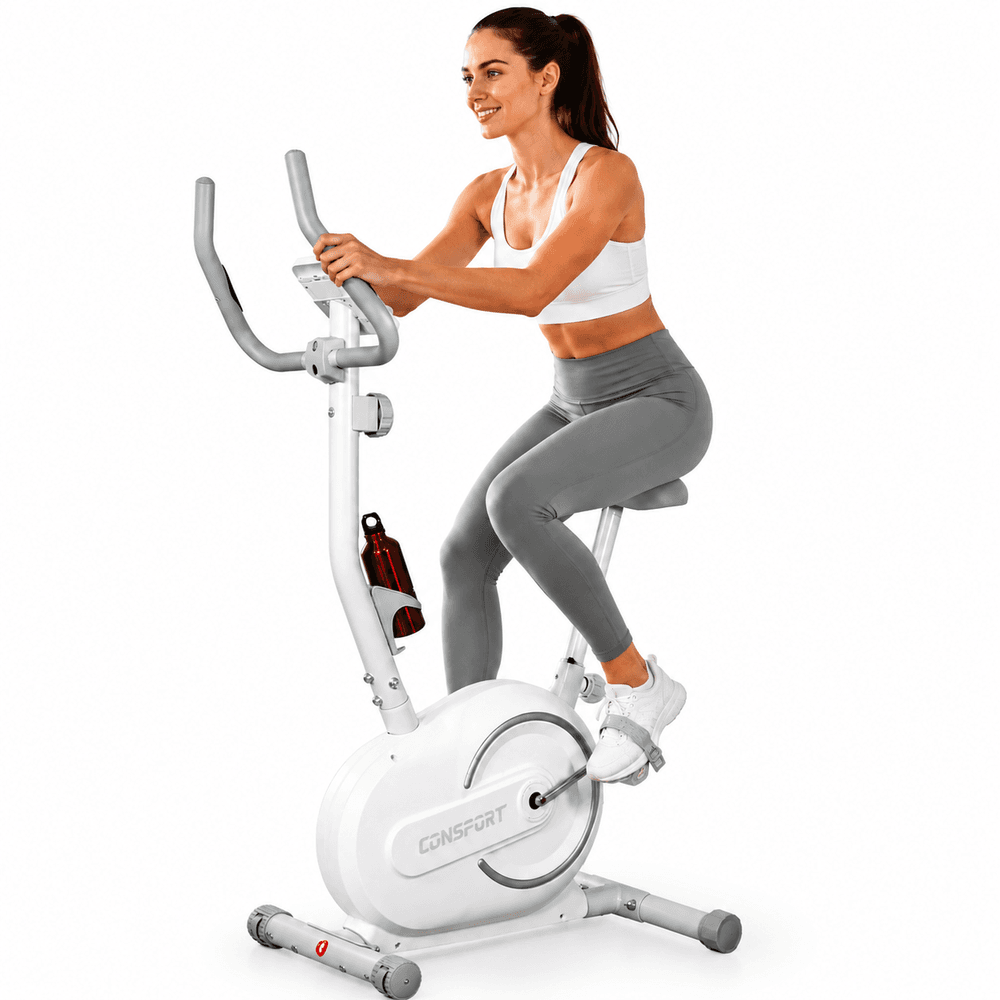 Bicicleta Vertical V-1000 Connect Bluetooth 8 Níveis Resistência Branco | Consport