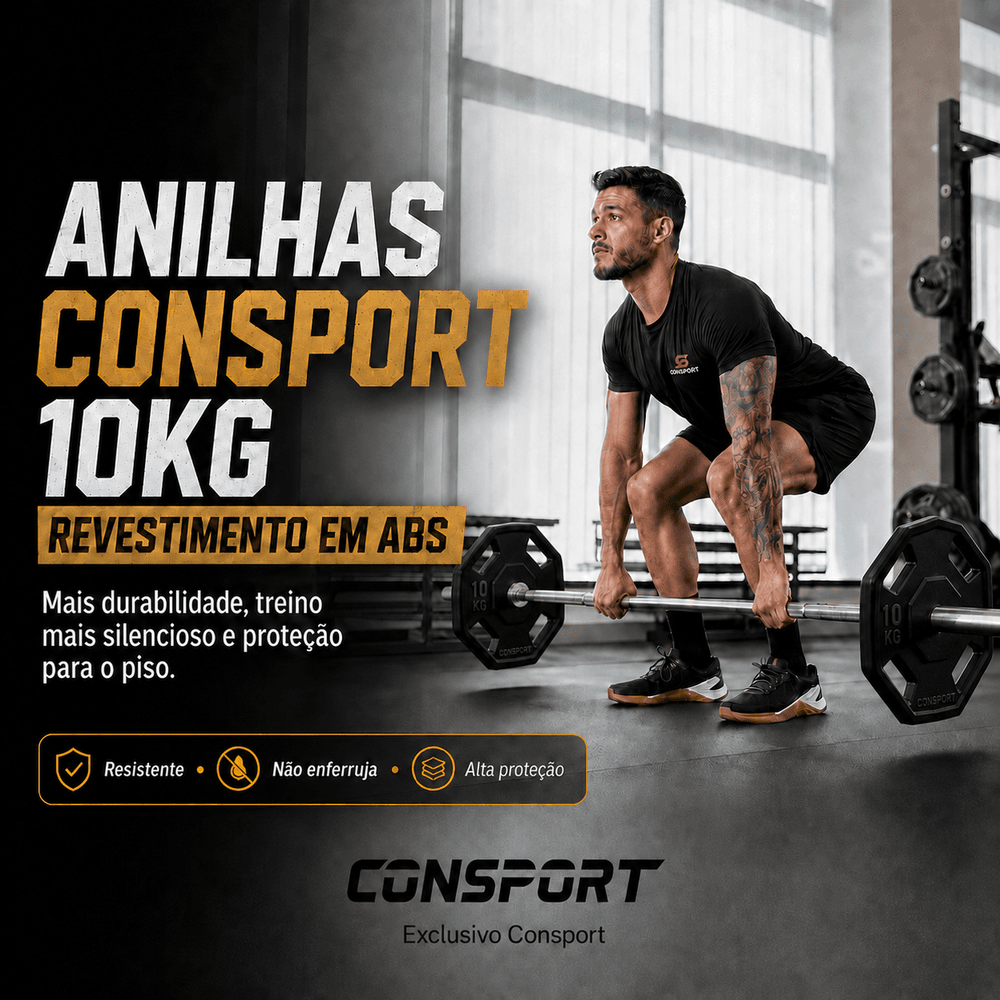 Par Anilhas 10kg Consport Revestida em ABS Peso Academia Treino Musculação