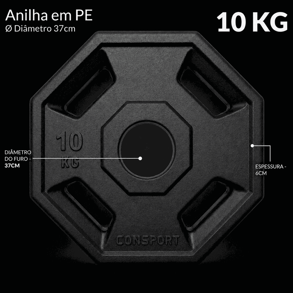 Par Anilhas 10kg Consport Revestida em ABS Peso Academia Treino Musculação