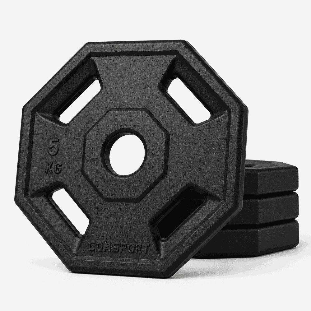 4 Anilhas 5kg Consport Revestida em ABS Peso Academia Treino Musculação