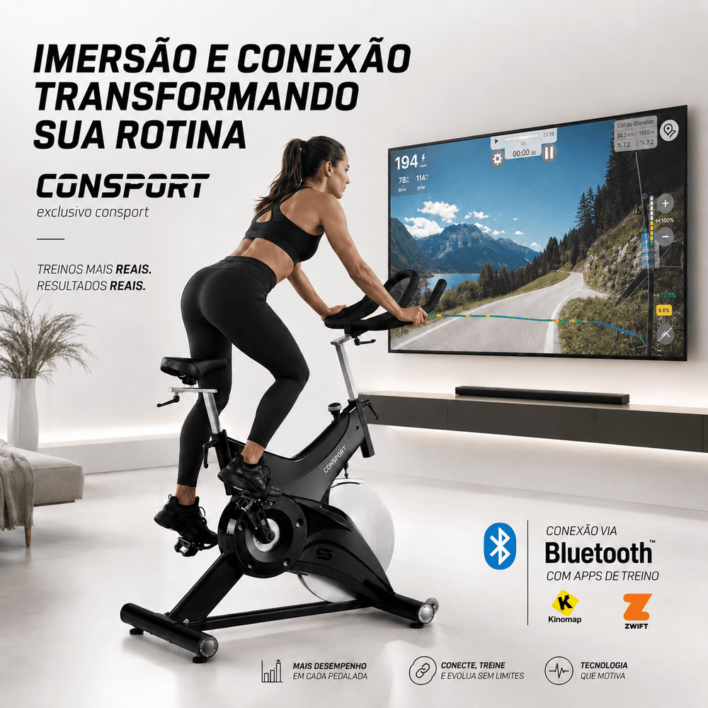 Bicicleta Spinning Sp-500 Prime Connect Bluetooth Roda Inércia 22kg Consport