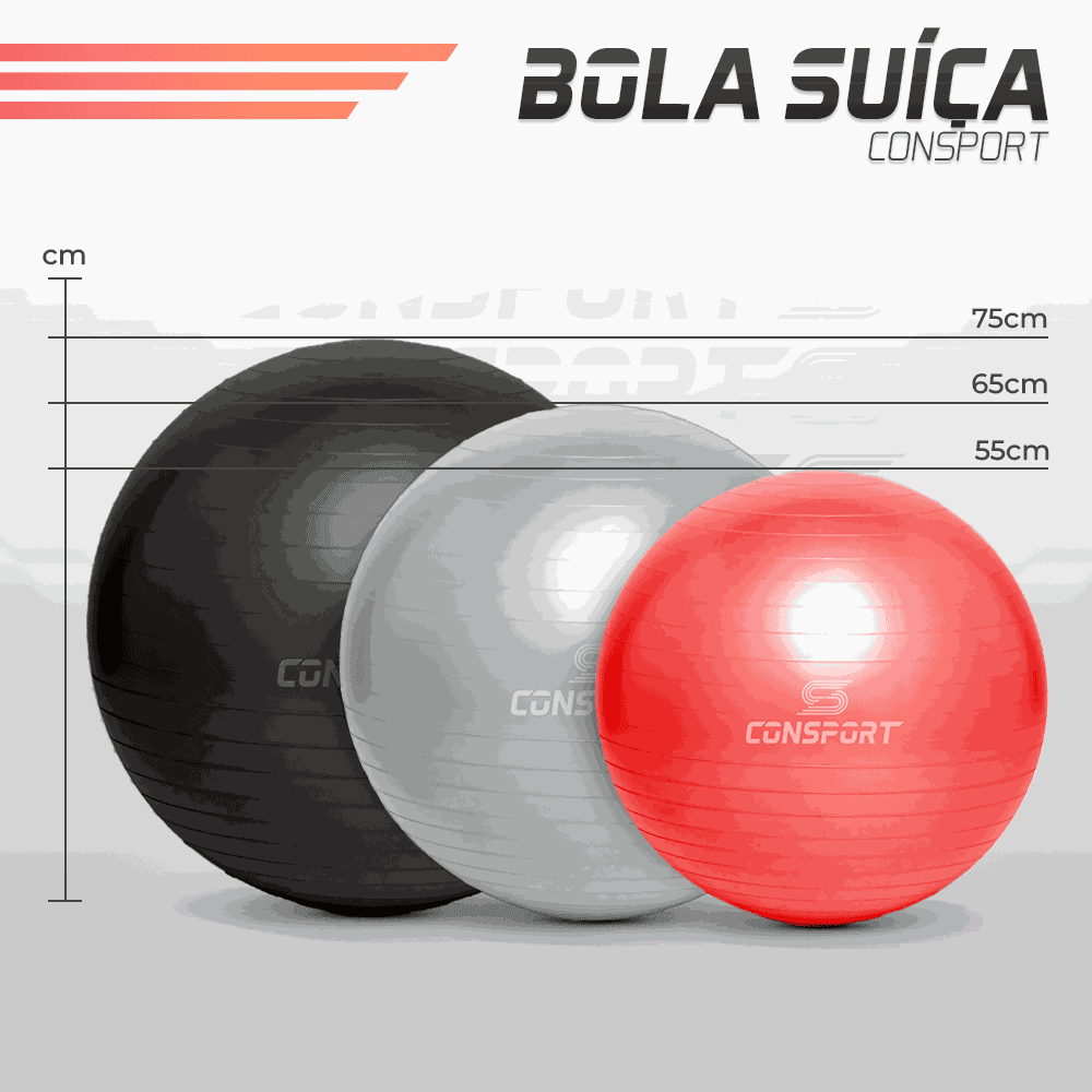Bola Suíça para Pilates e Ginástica - 55cm - Vermelha