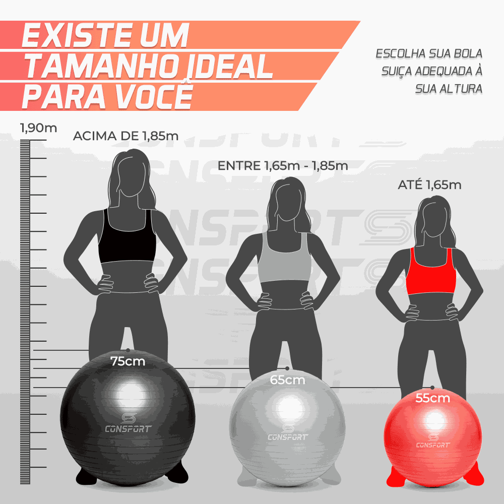 Bola Suíça para Pilates e Ginástica - 55cm - Vermelha