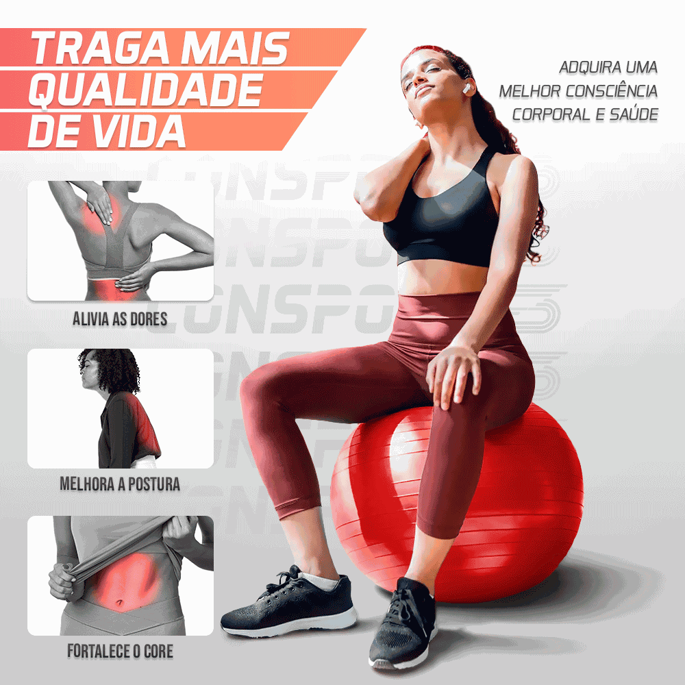 Bola Suíça para Pilates e Ginástica - 55cm - Vermelha