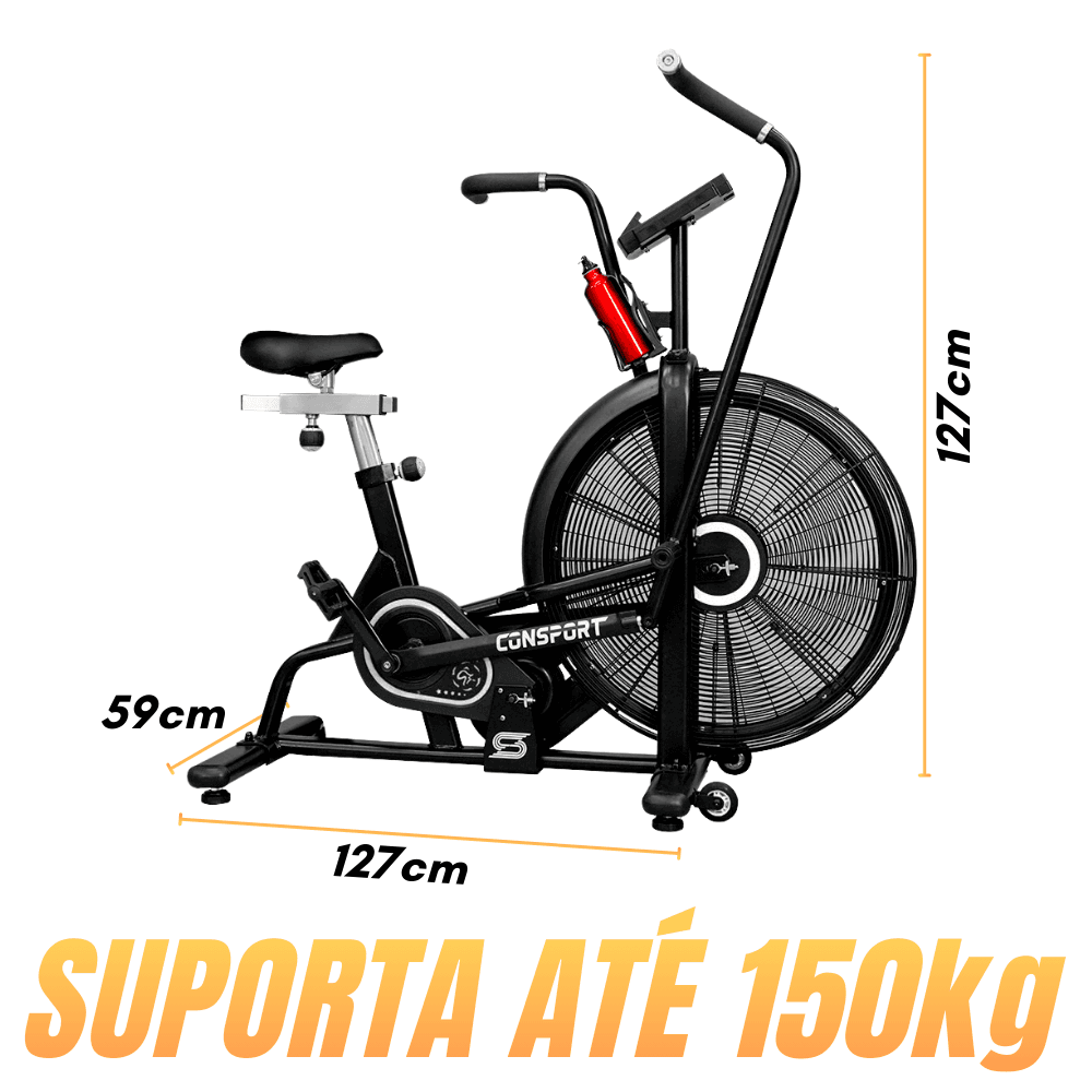 Air Bike Profissional Consport – Bicicleta Ergométrica de Alta Resistência para Academia