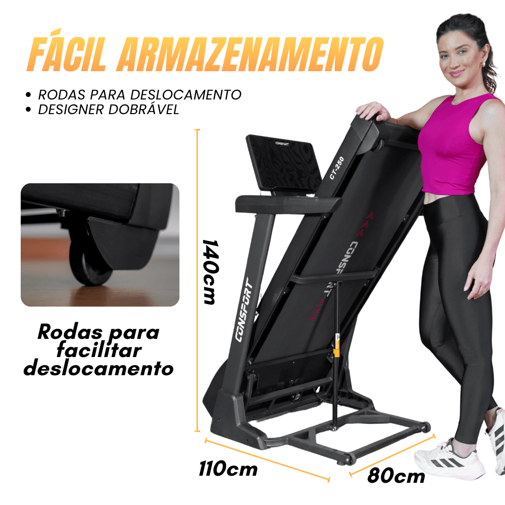 Esteira Ct-250 Semiprofissonal Connect Bluetooth Inclinação Automática Consport