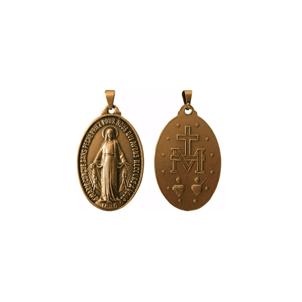 MEDALHA MILAGROSA OURO VELHO 16x27 MM MÉDIA