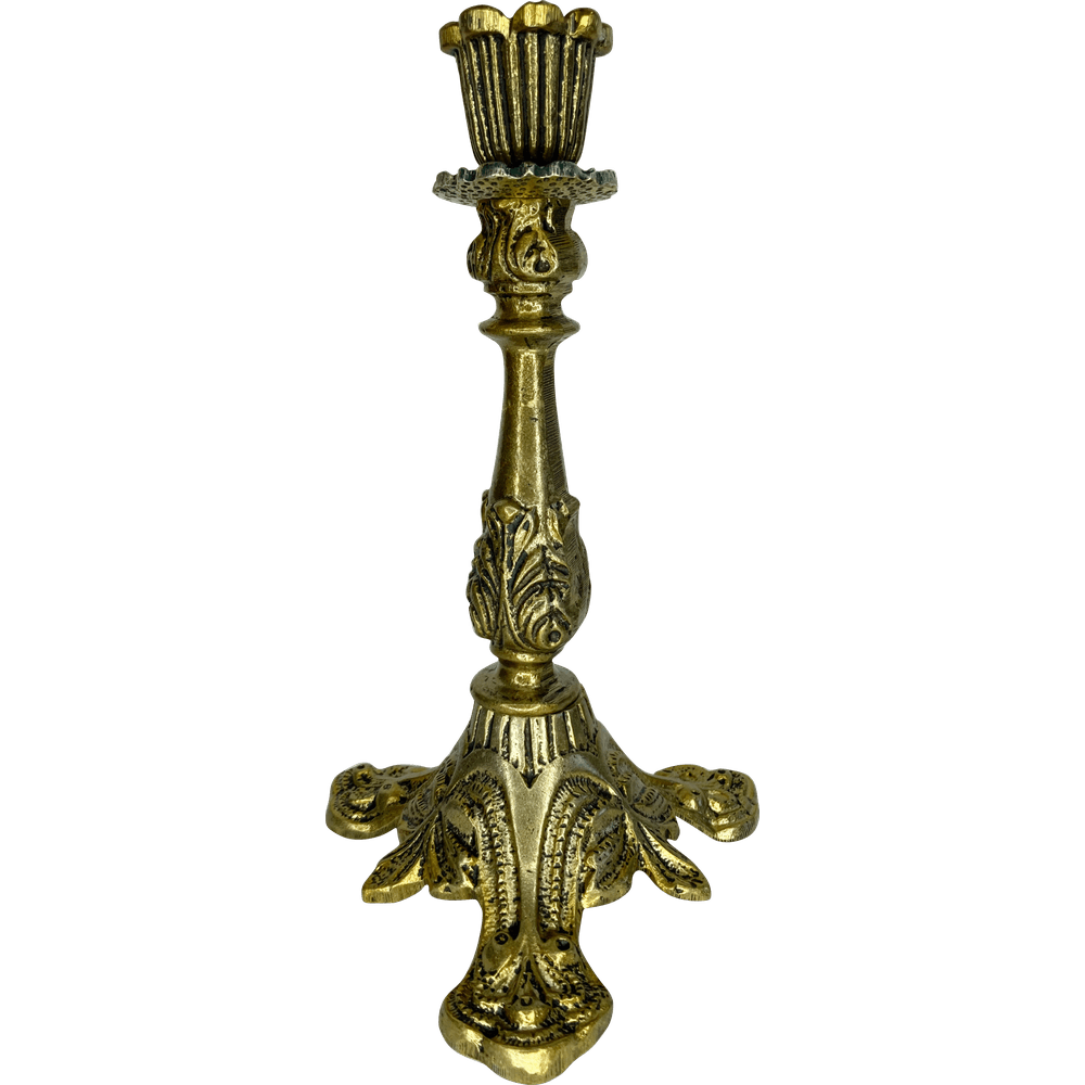 Castiçal Candelabro Ouro Velho 21,5x3cm P/ Vela Até 2,5 Cm