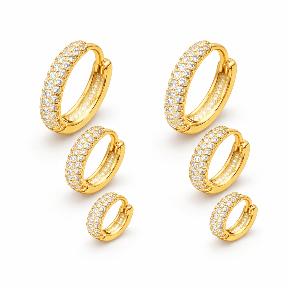 Brinco Trio Argola Click Cravejado Hipoalergênico ... - RC JOIAS BY RUDI