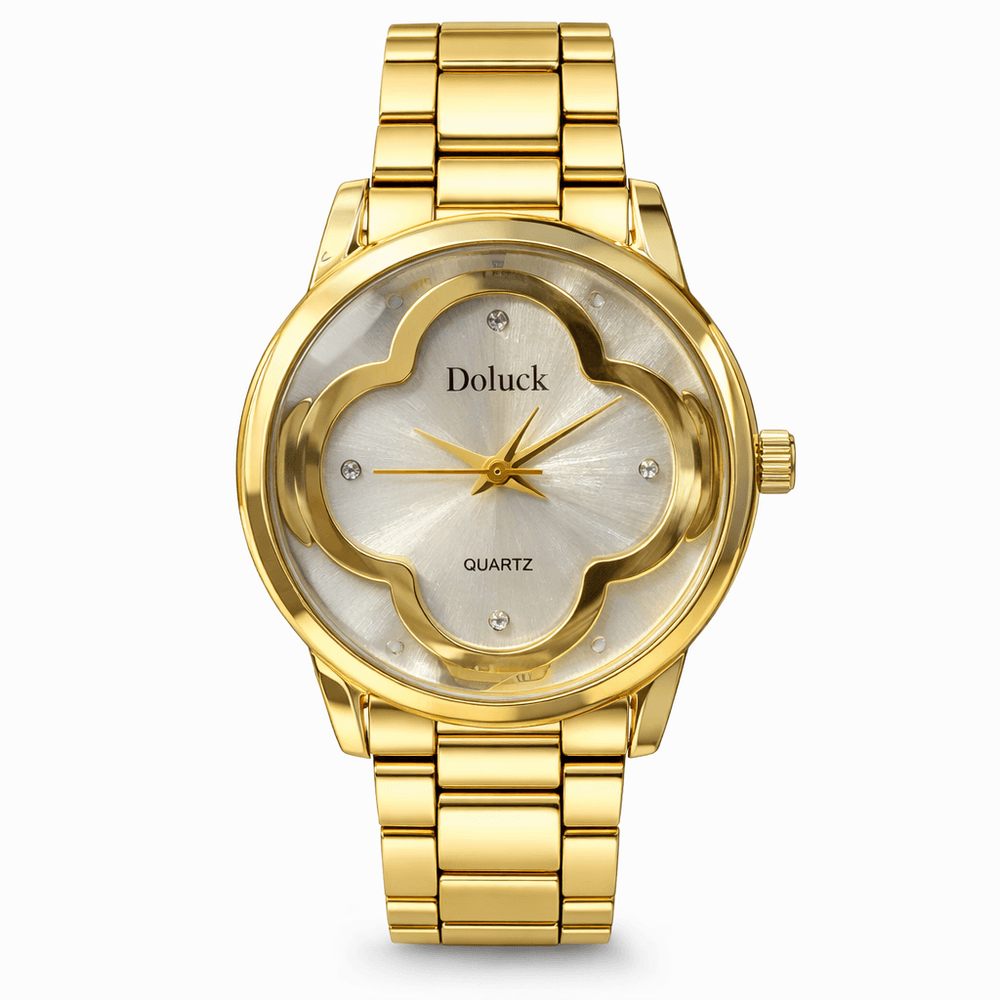 Relógio Trevo Redondo Aço Dourado - 0000000132879 - RC JOIAS BY RUDI