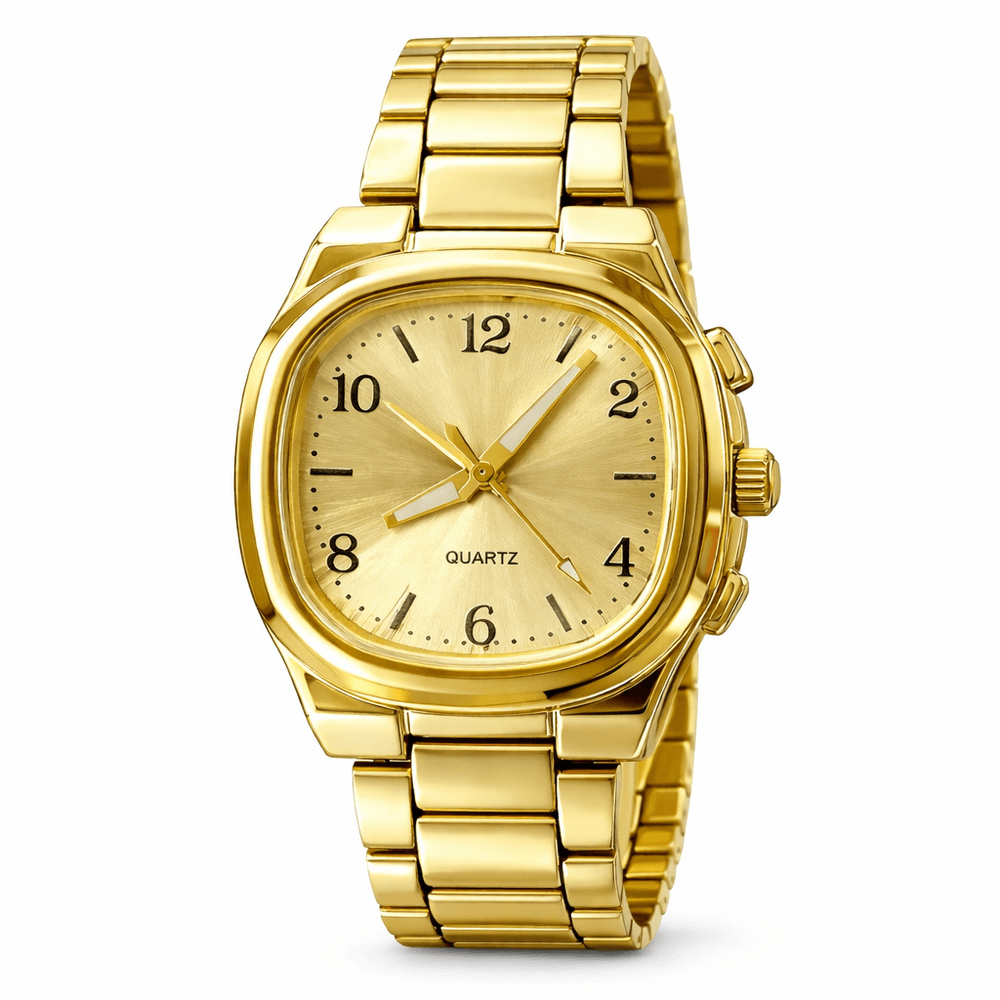 Relógio Quartz Quadrado Dourado AD - 000000018501... - RC JOIAS BY RUDI