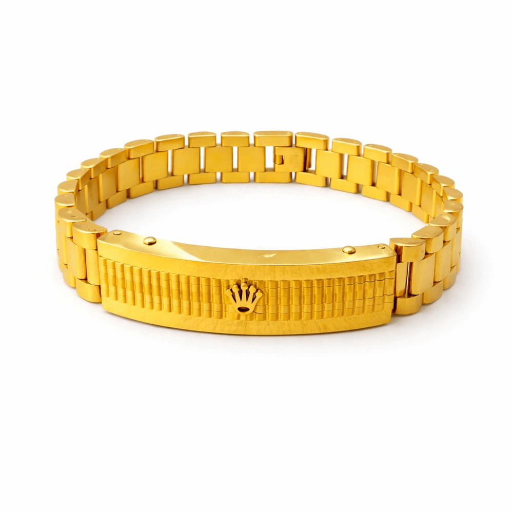 Pulseira RLX Listras 15 Milímetros Aço Dourado - 0... - RC JOIAS BY RUDI