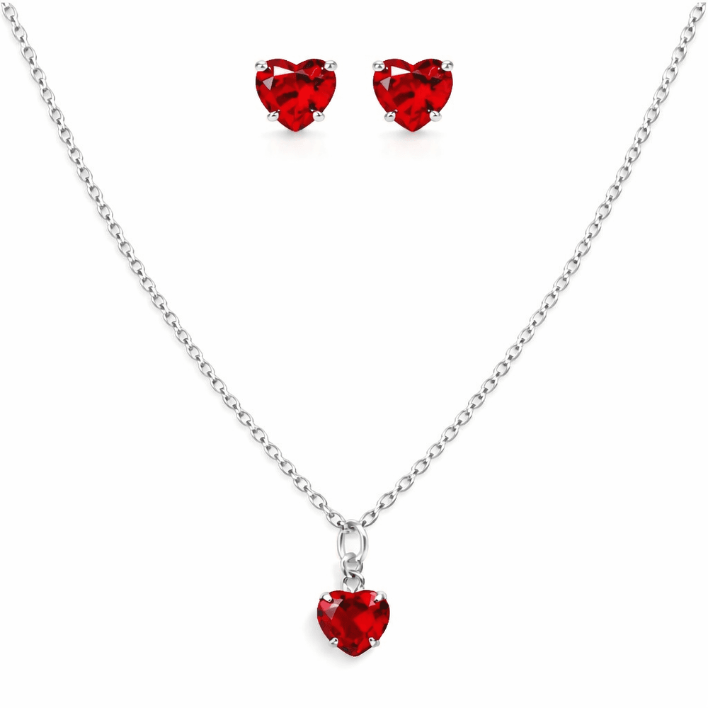 Conjunto Coração Vermelho Zircônia Banhado a Ouro ... - RC JOIAS BY RUDI