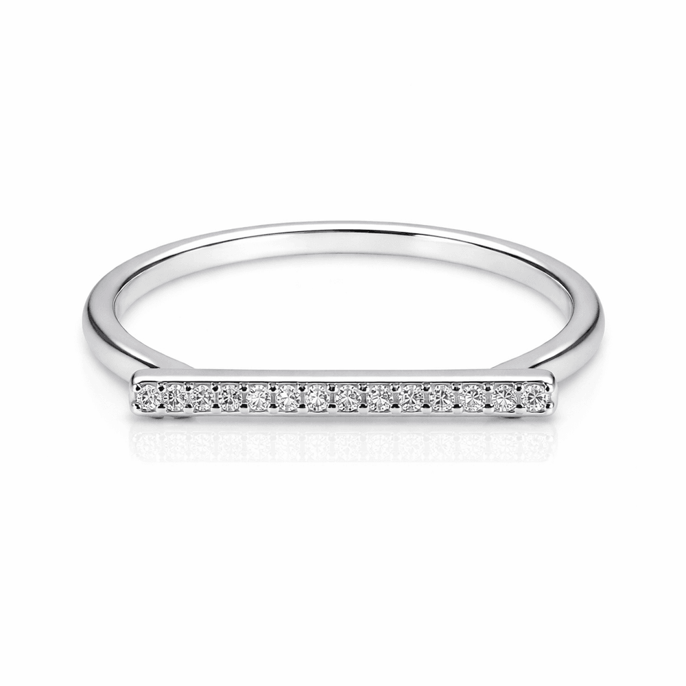 Anel Reto Cristal Cravejado Banhado a Prata 925 - ... - RC JOIAS BY RUDI