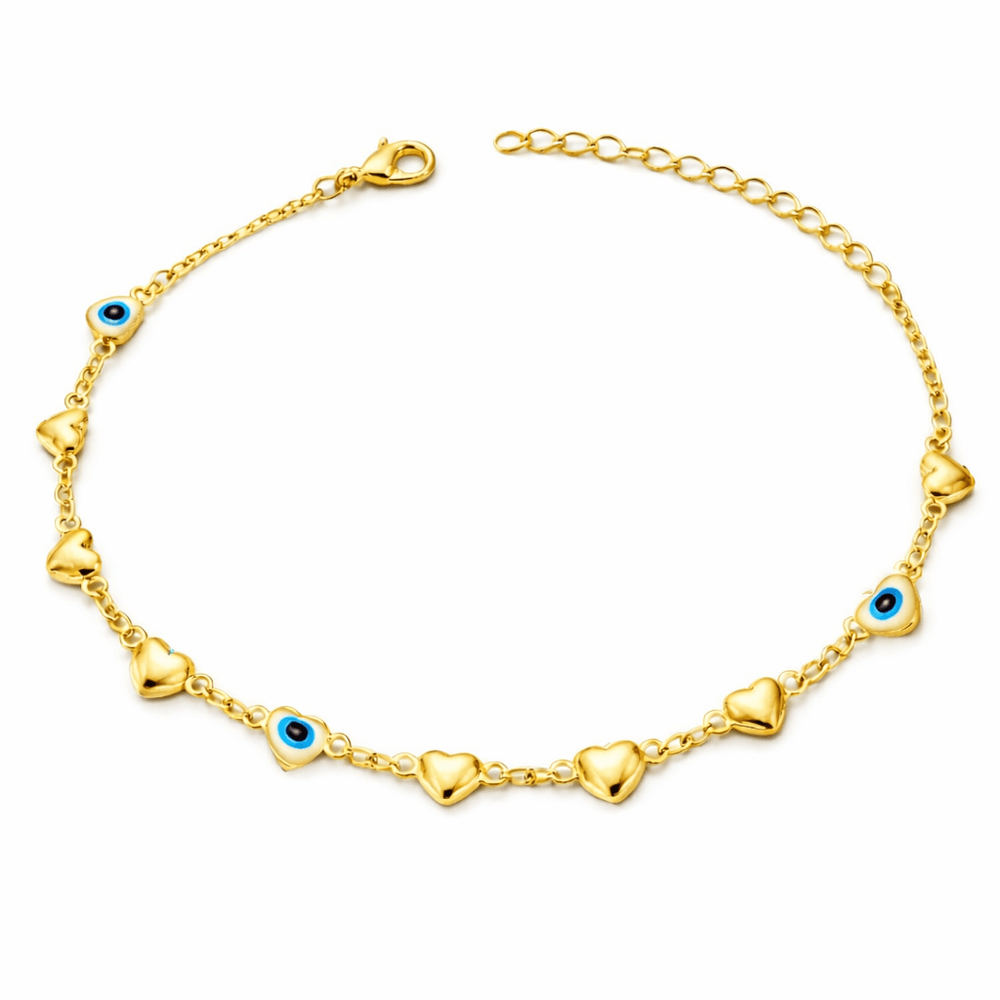 Pulseira Olho Grego Liso Branco Azul Claro Banhado... - RC JOIAS BY RUDI