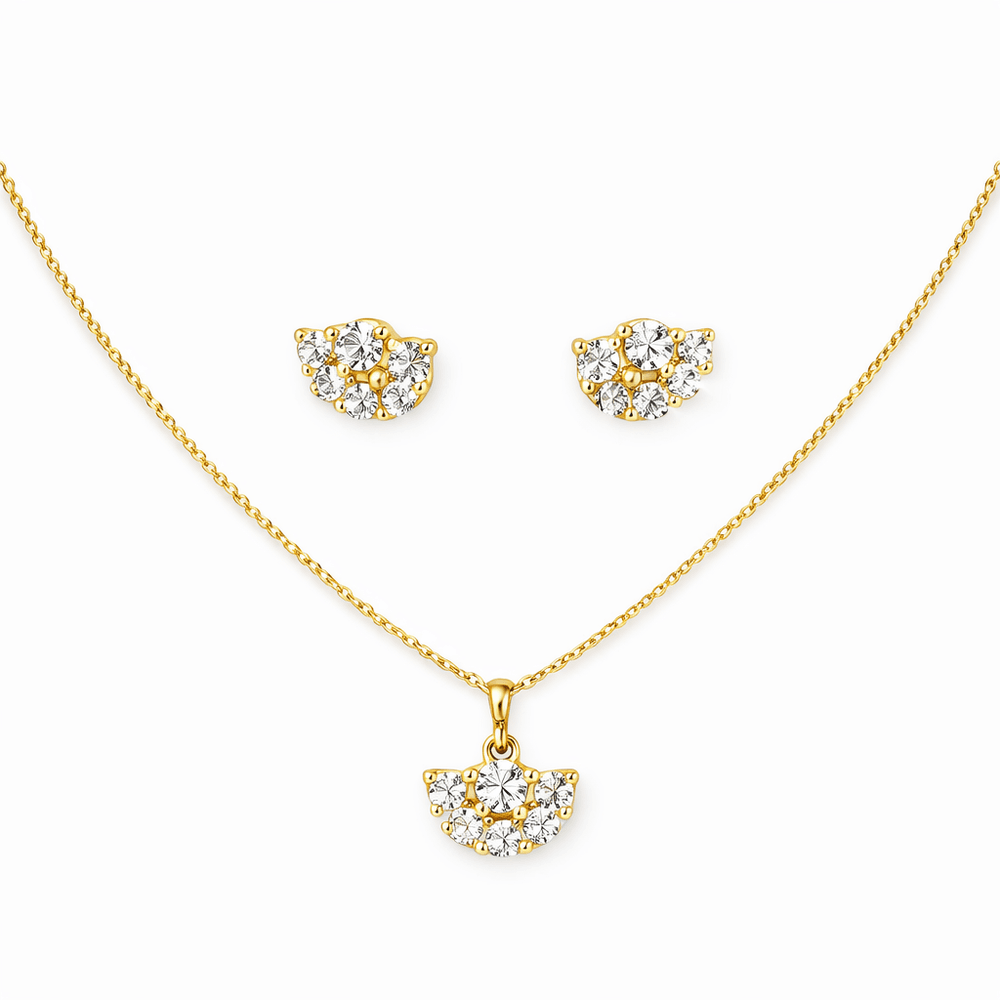 Conjunto Leque Strass Veneziana Banhado a Ouro 18K... - RC JOIAS BY RUDI