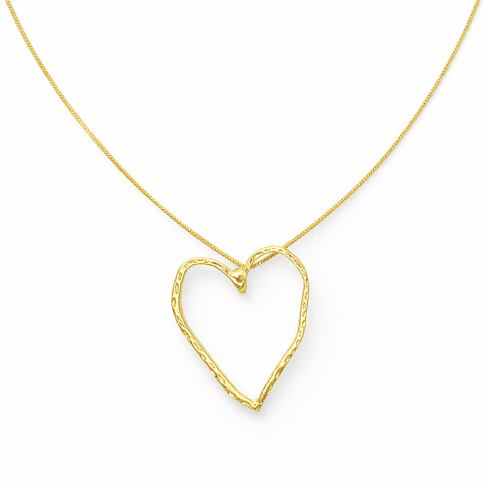 Colar Coração Torto Banhado A Ouro 18K - 000000001... - RC JOIAS BY RUDI