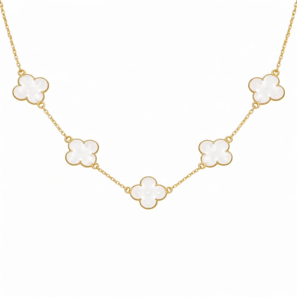 Colar Cinco Trevos Branco Virgínia Banhado A Ouro ... - RC JOIAS BY RUDI