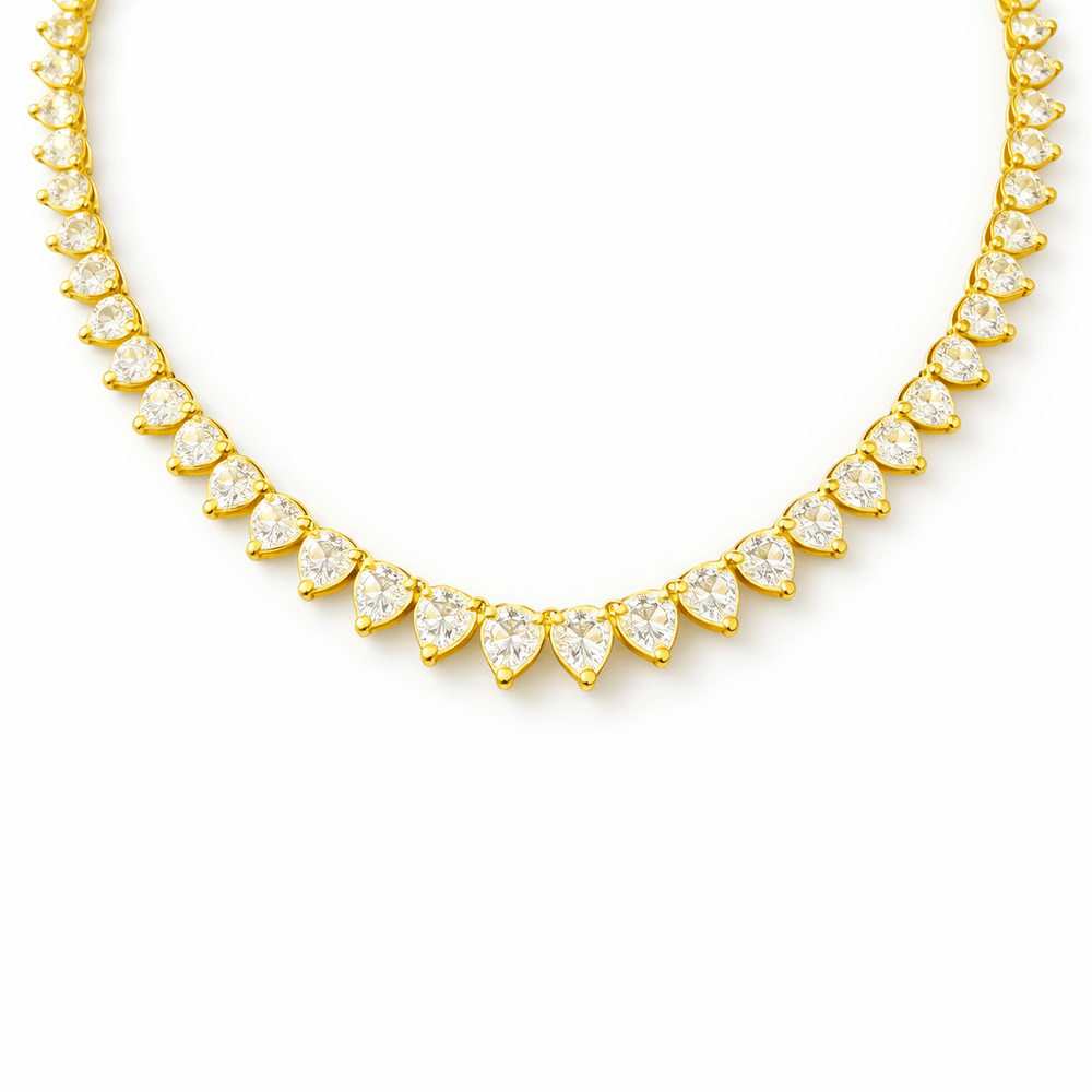 Colar Coração Viena 100 Zircônias Banhado a Ouro 1... - RC JOIAS BY RUDI