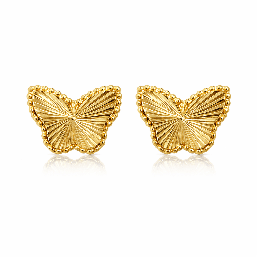 Brinco Borboleta Rajada Banhado a Ouro 18K - 00000... - RC JOIAS BY RUDI