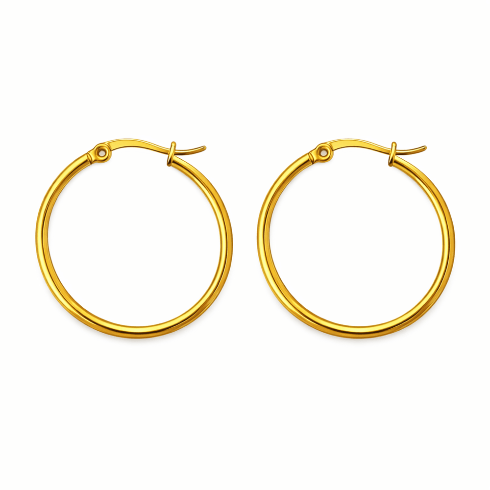 Brinco Argola Click Número 03 Aço Dourado - 00000... - RC JOIAS BY RUDI