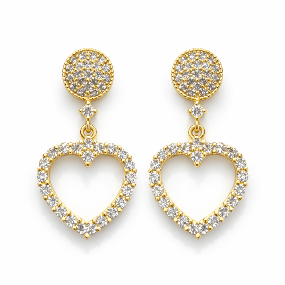 Brinco Coraçã0 Vazado Matrix Cravejado Hipoalergên... - RC JOIAS BY RUDI