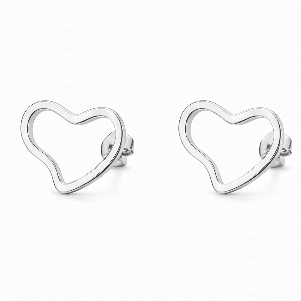 Brinco Coração Vazado Curvado Banhado a Prata 925 ... - RC JOIAS BY RUDI