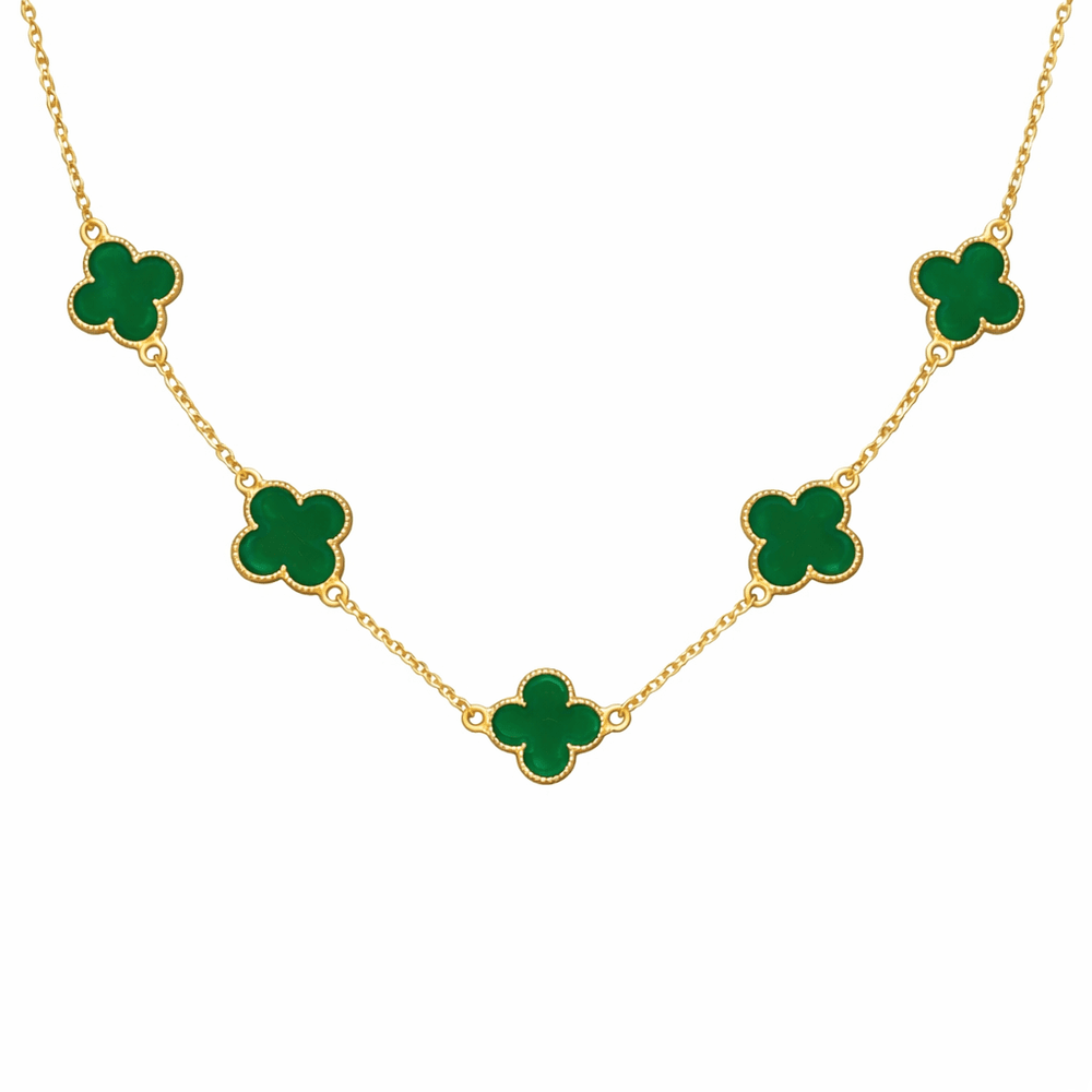 Colar Cinco Trevos Verde Virgínia Banhado A Ouro 1... - RC JOIAS BY RUDI