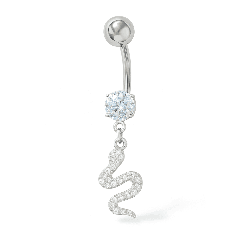 Piercing Umbigo Zircônia Pingente Cobra Cravejado ... - RC JOIAS BY RUDI
