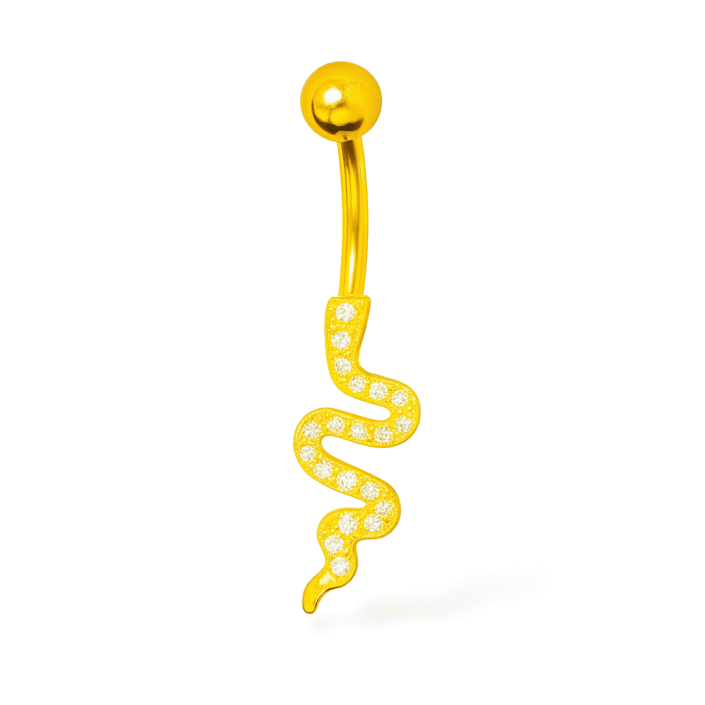 Piercing Umbigo Zircônia Pingente Cobra Cravejado ... - RC JOIAS BY RUDI