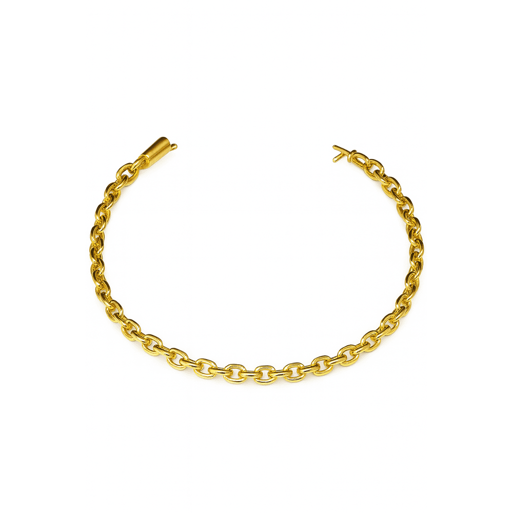 Pulseira Cadeado Junto Fecho Canhão Banhado A Ouro... - RC JOIAS BY RUDI