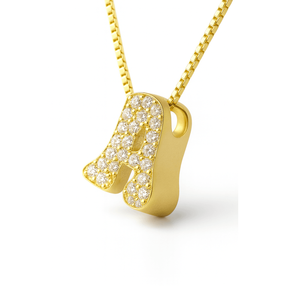Pingente Letra A Cravejada Banhado a Ouro 18K - 00... - RC JOIAS BY RUDI