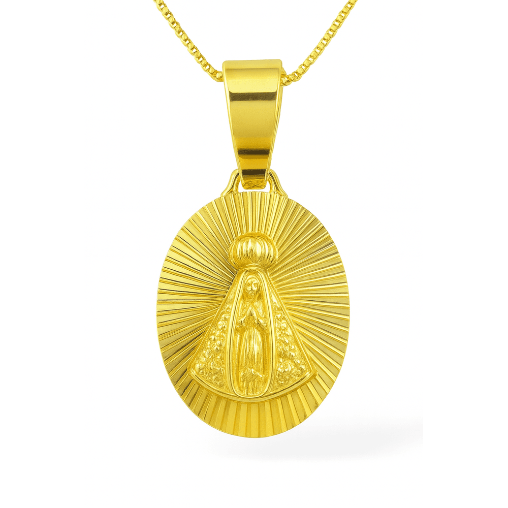 Pingente Nossa Senhora Nimbus Oval Banhado A Ouro ... - RC JOIAS BY RUDI