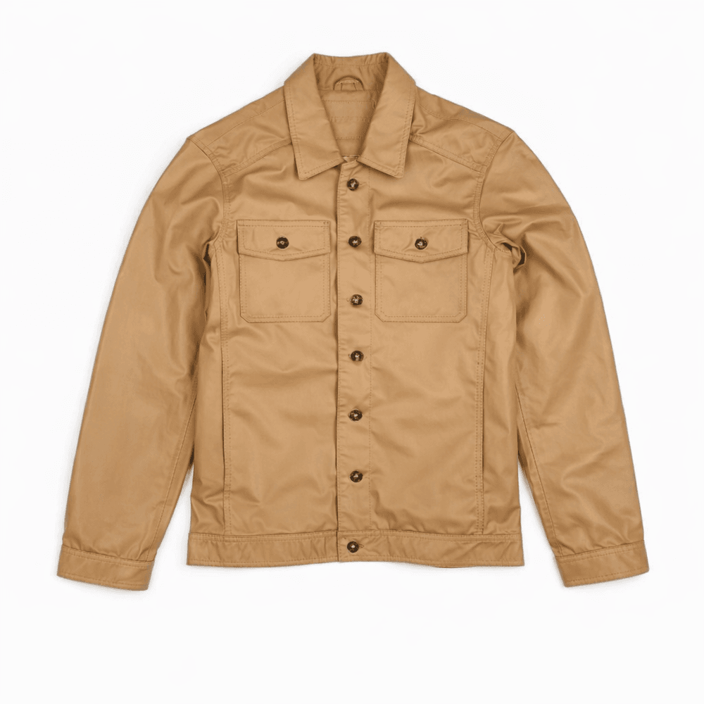 JAQUETA DE COURO BEGE DESERT ESTILO CAMISA RHOUKER - Rhouker