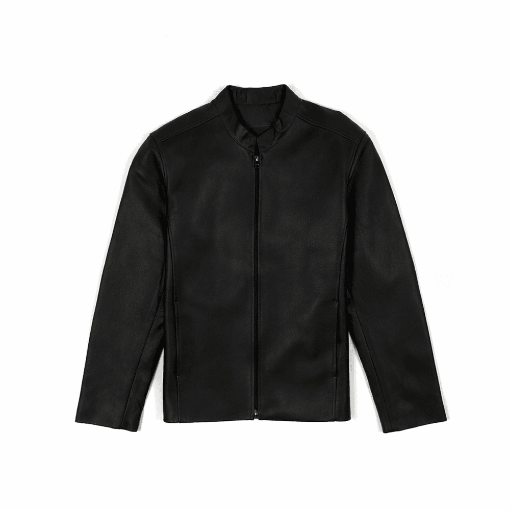 JAQUETA DE COURO PRETO CLÁSSICA GOLA PADRE RHOUKER - Rhouker