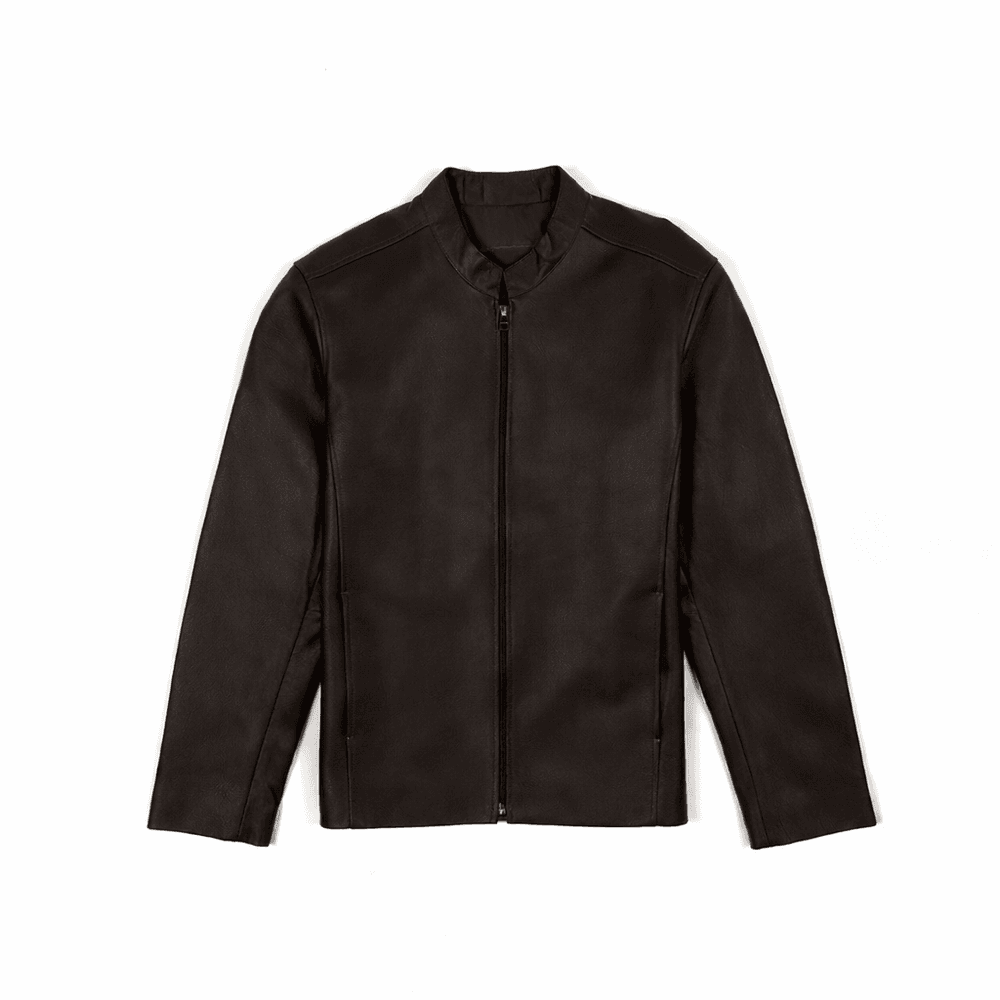 JAQUETA DE COURO CAFÉ CLÁSSICA GOLA PADRE RHOUKER - Rhouker