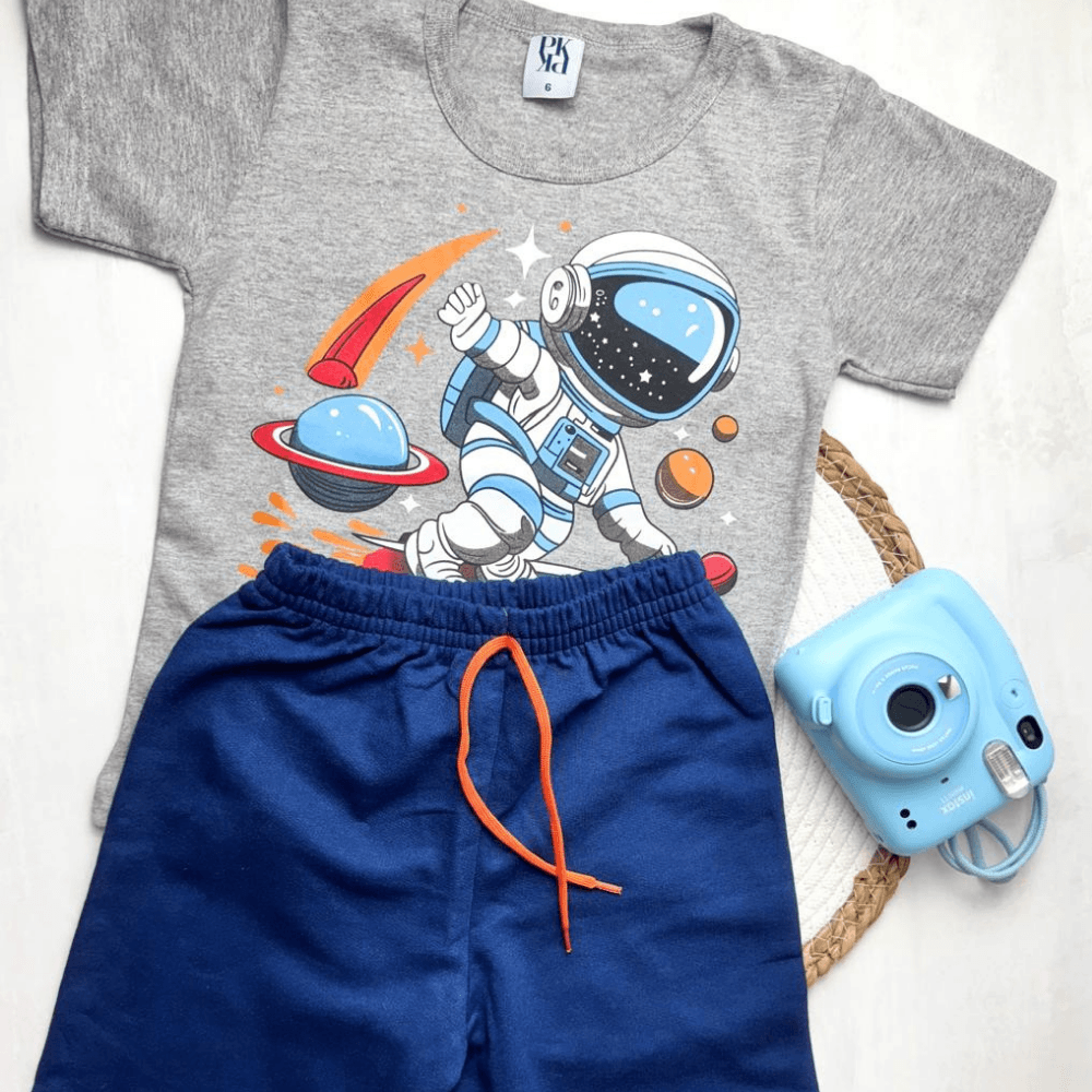 Conjunto Verão Cinza Astronauta - ROMEO & CATARINA KIDS