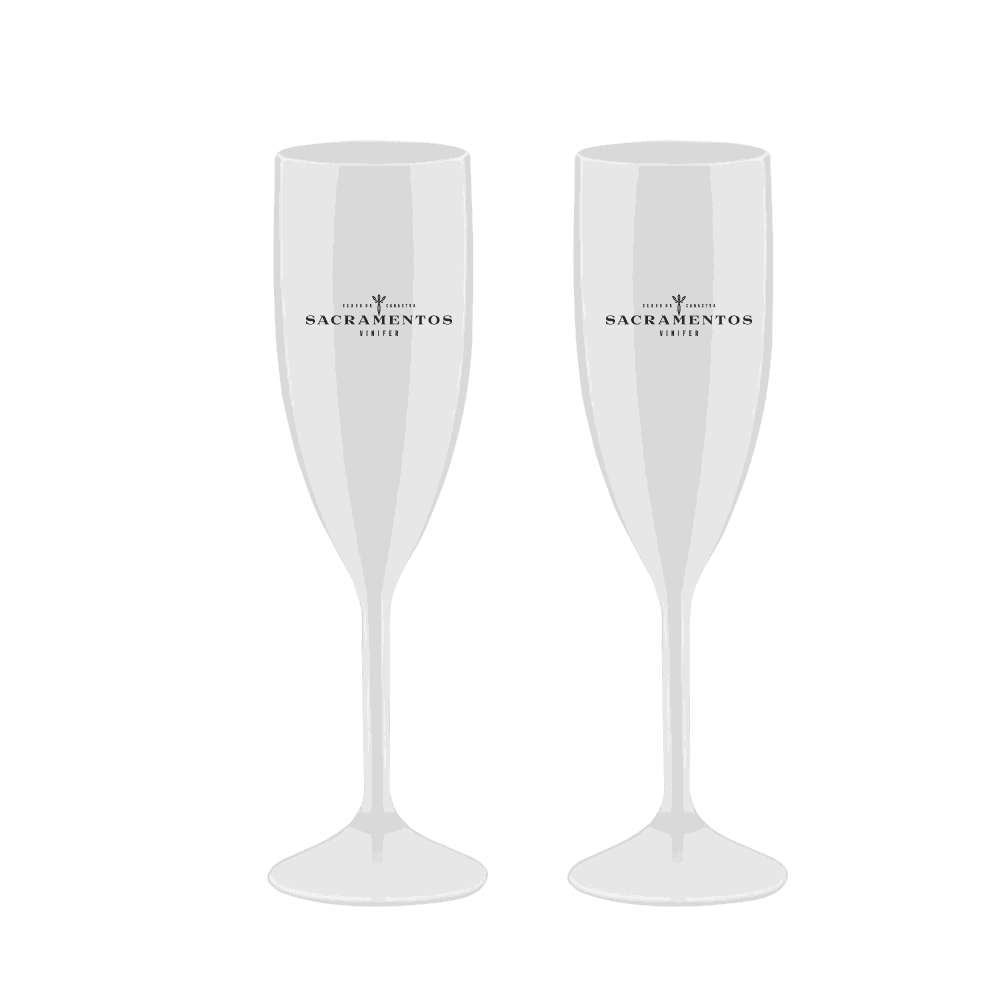Duas Taças Brancas p/ Espumante Sacramentos Vinifer 210ml