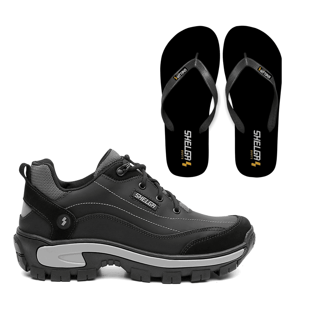 kit Tênis Desert + Chinelo Basic Unissex | Preto -... - Shelga Boots