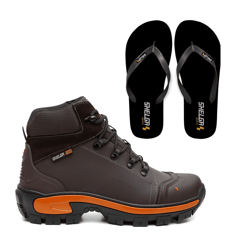 Kit Bota Atacama + Chinelo Basic Unissex| Café - C... - Shelga Boots