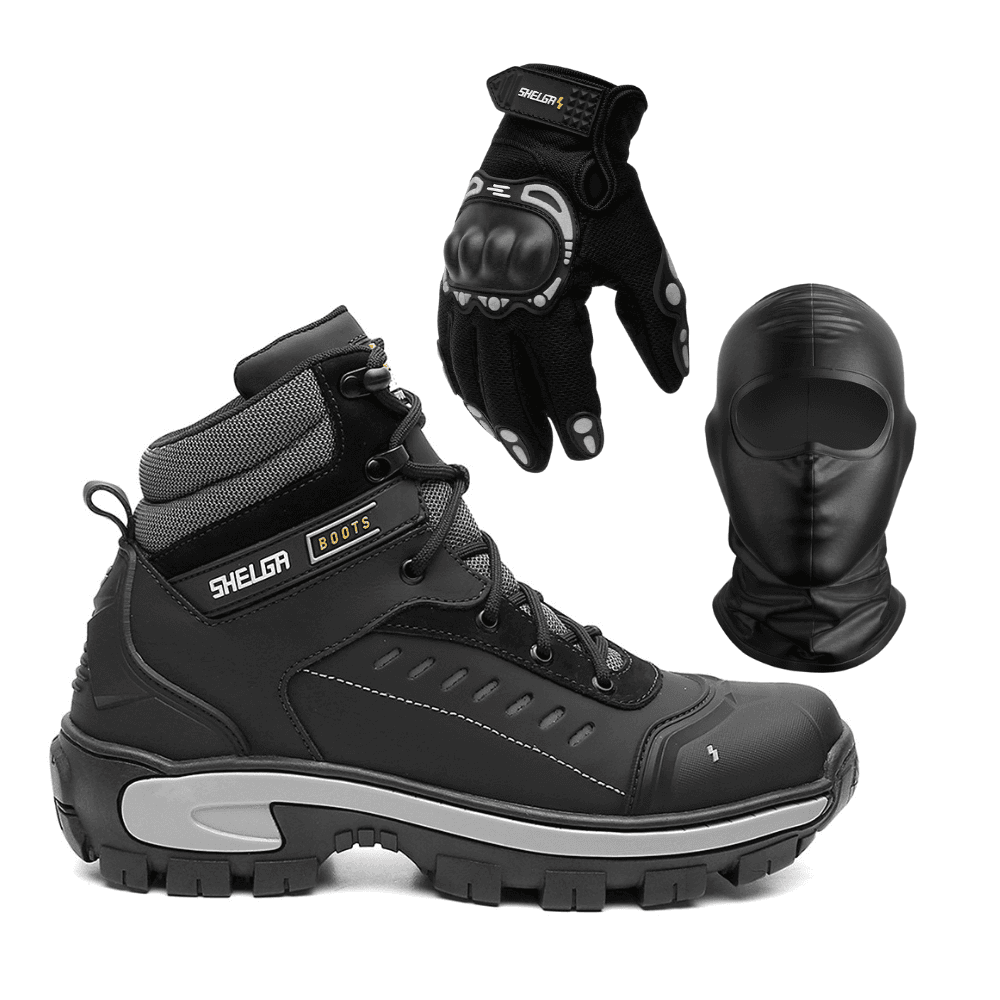 Kit Bota Saara + Luva Fit + Balaclava | Preto - CA... - Shelga Boots