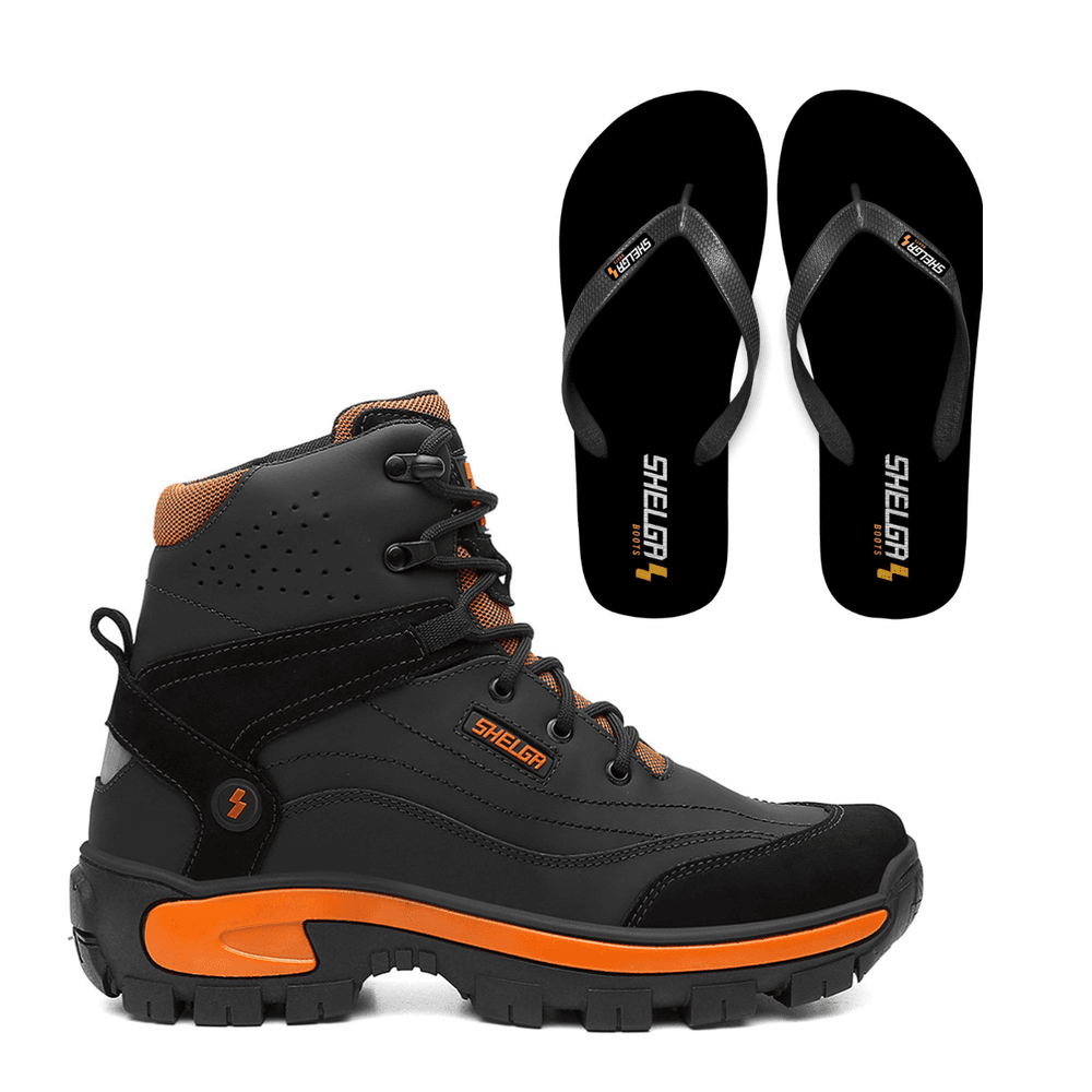 Kit Bota Patagônia + Chinelo Basic Unissex | Preto... - Shelga Boots
