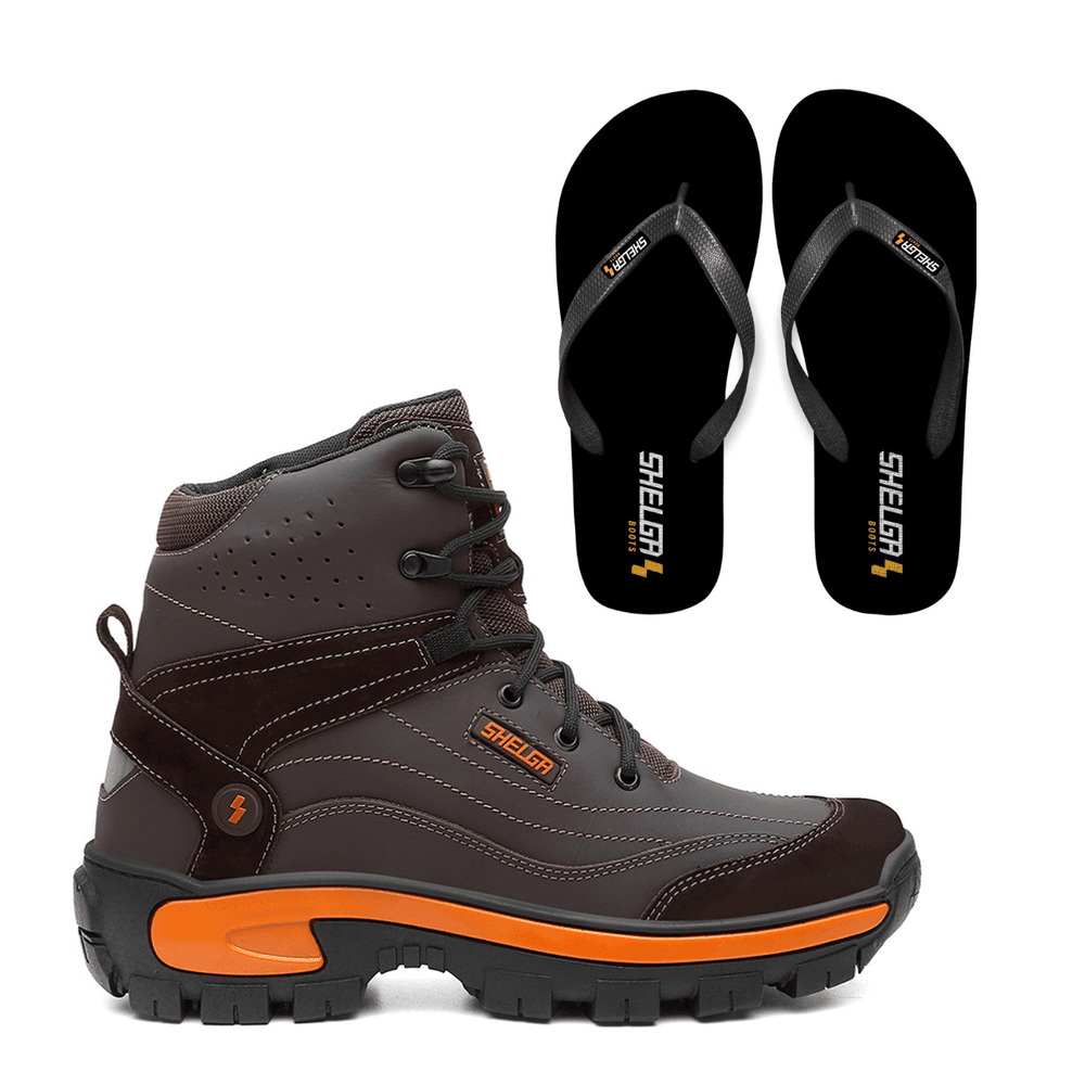 Kit Bota Patagônia + Chinelo Basic Unissex | Café ... - Shelga Boots
