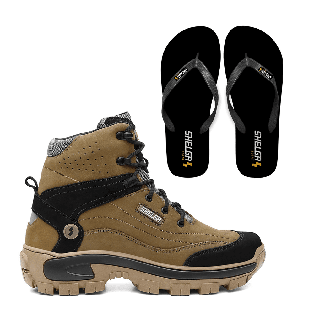 Kit Bota Patagônia + Chinelo Basic Unissex | Creme... - Shelga Boots