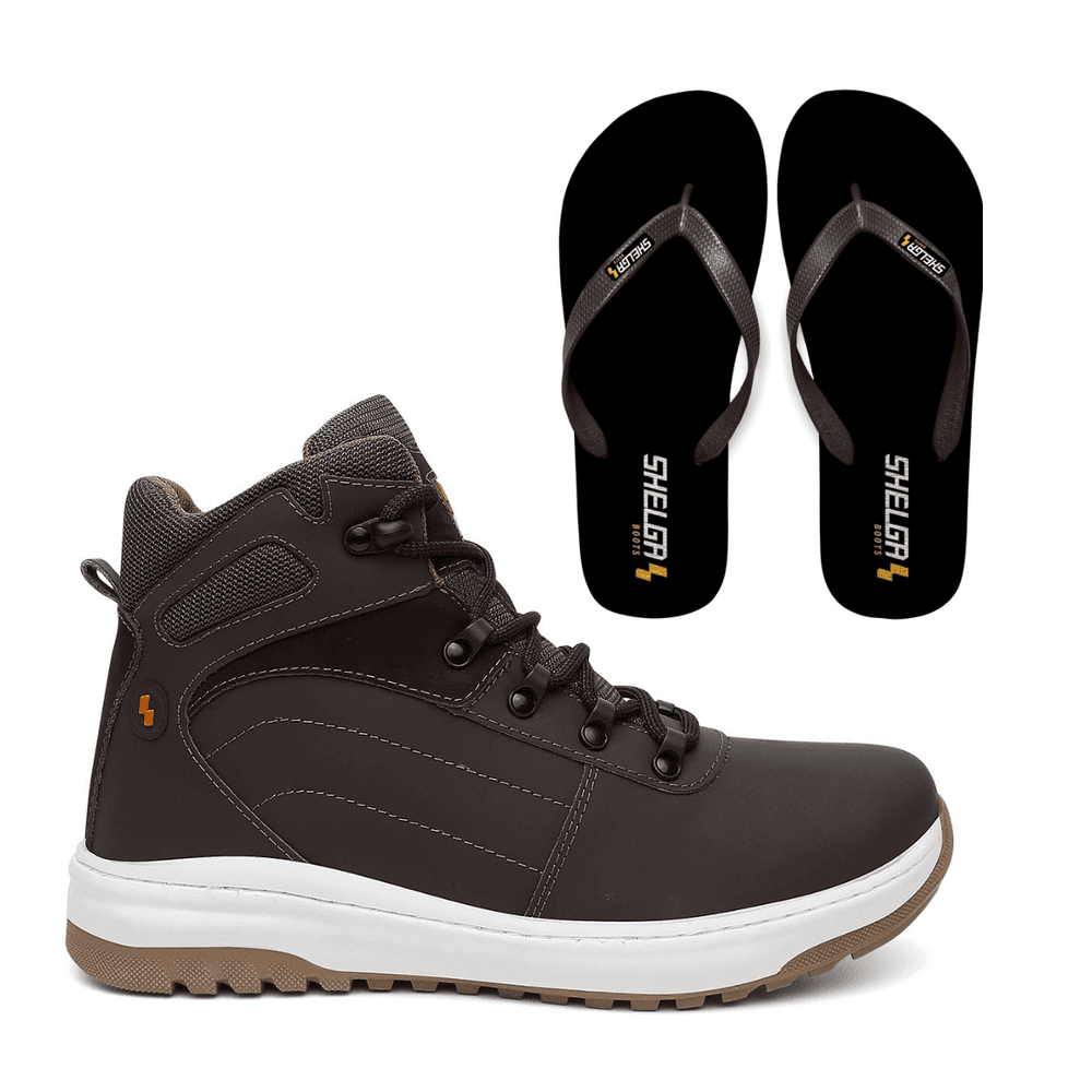 Kit Bota Style + Chinelo Basic Unissex | Café - CA... - Shelga Boots