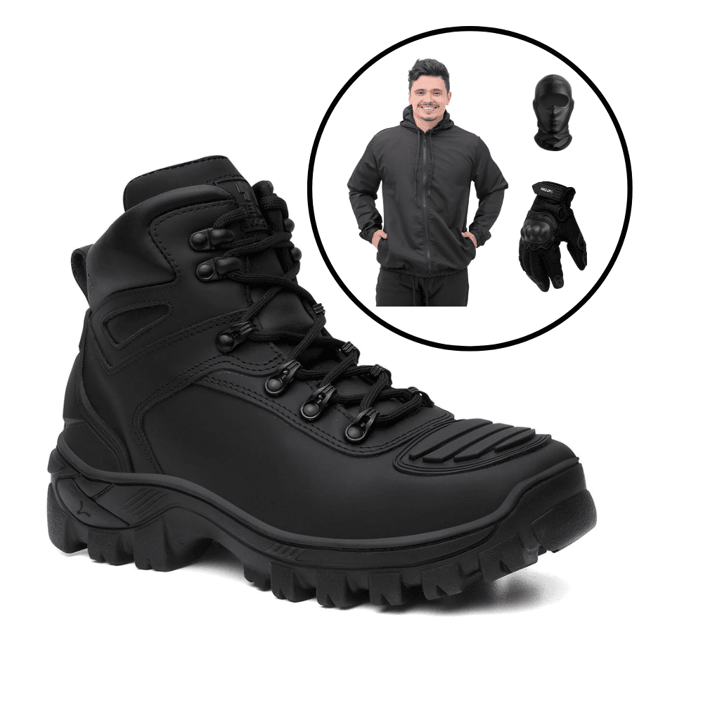 Kit Bota Militar +Corta Vento + Luva Fit + Balacla... - Shelga Boots