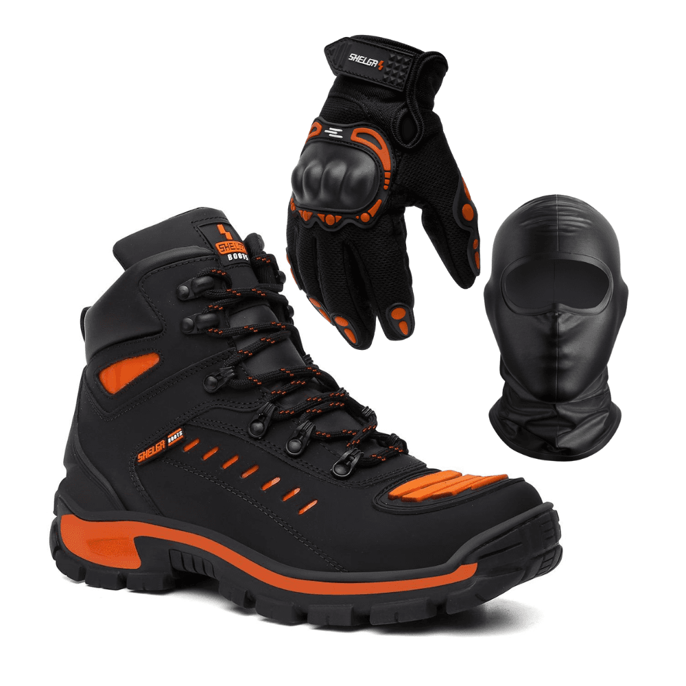 Kit Bota Motor + Luva Fit + Balaclava | Laranja - ... - Shelga Boots